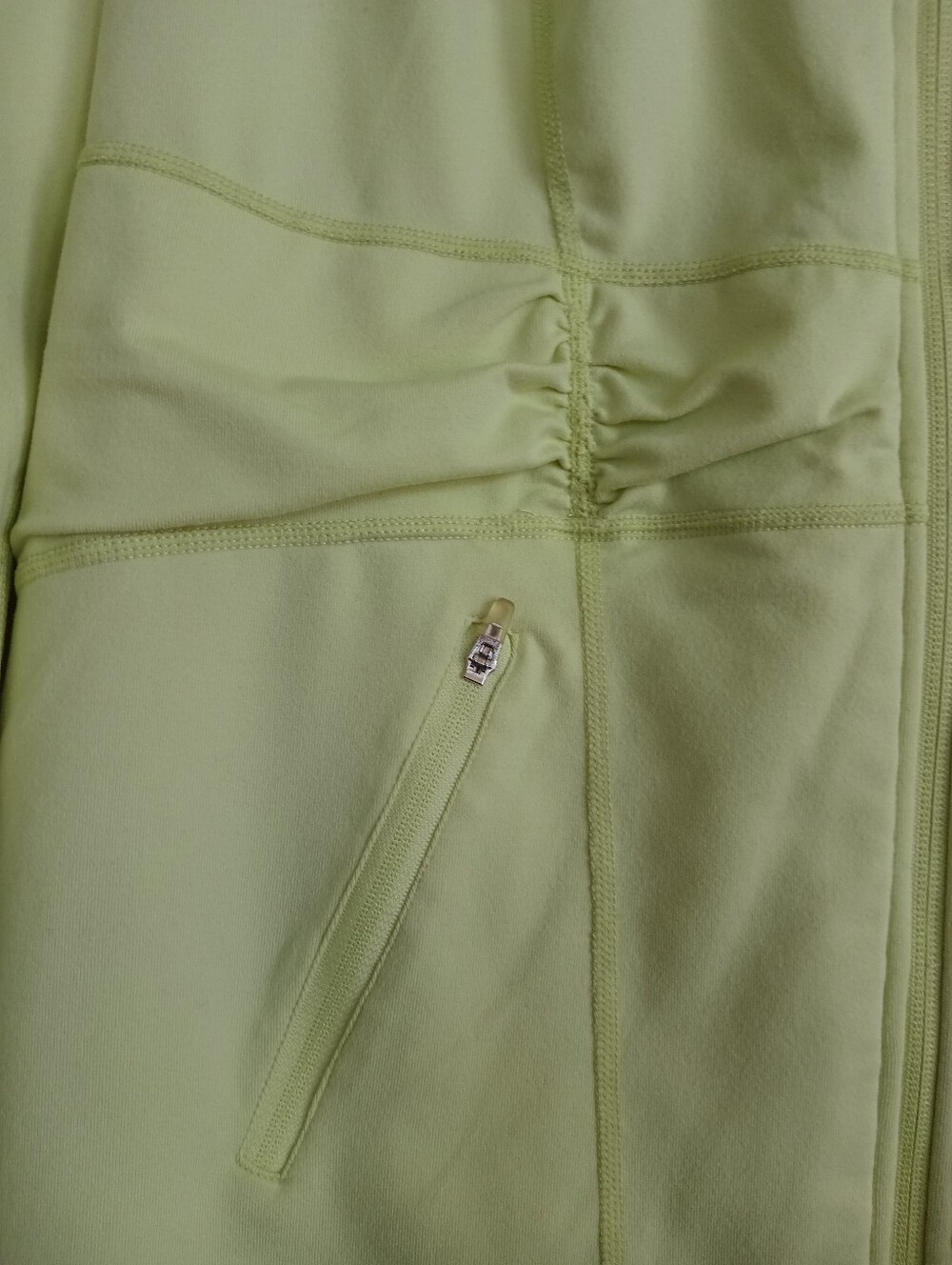Zella Lime Green Workout Jacket Stretchy Neon Activewear Hiking Ruched Gorpcore - Picture 5 of 10